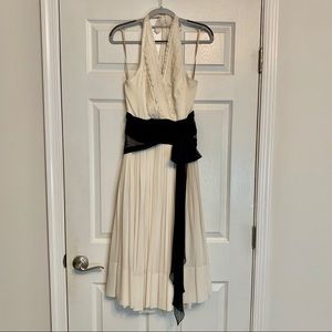 BCBG Silk Pleated Halter Dress Ivory Size 6